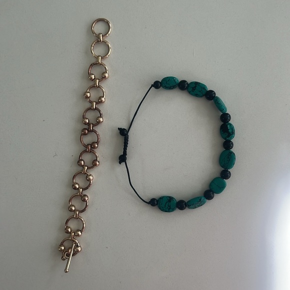 2 bracelets turquoise and gold - Picture 2 of 2